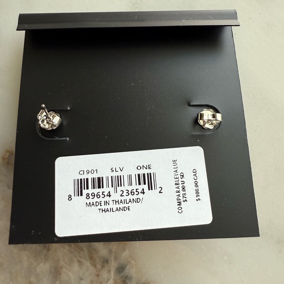 Coach Silver Hoop Huggies Earrings - Picture 5 of 6